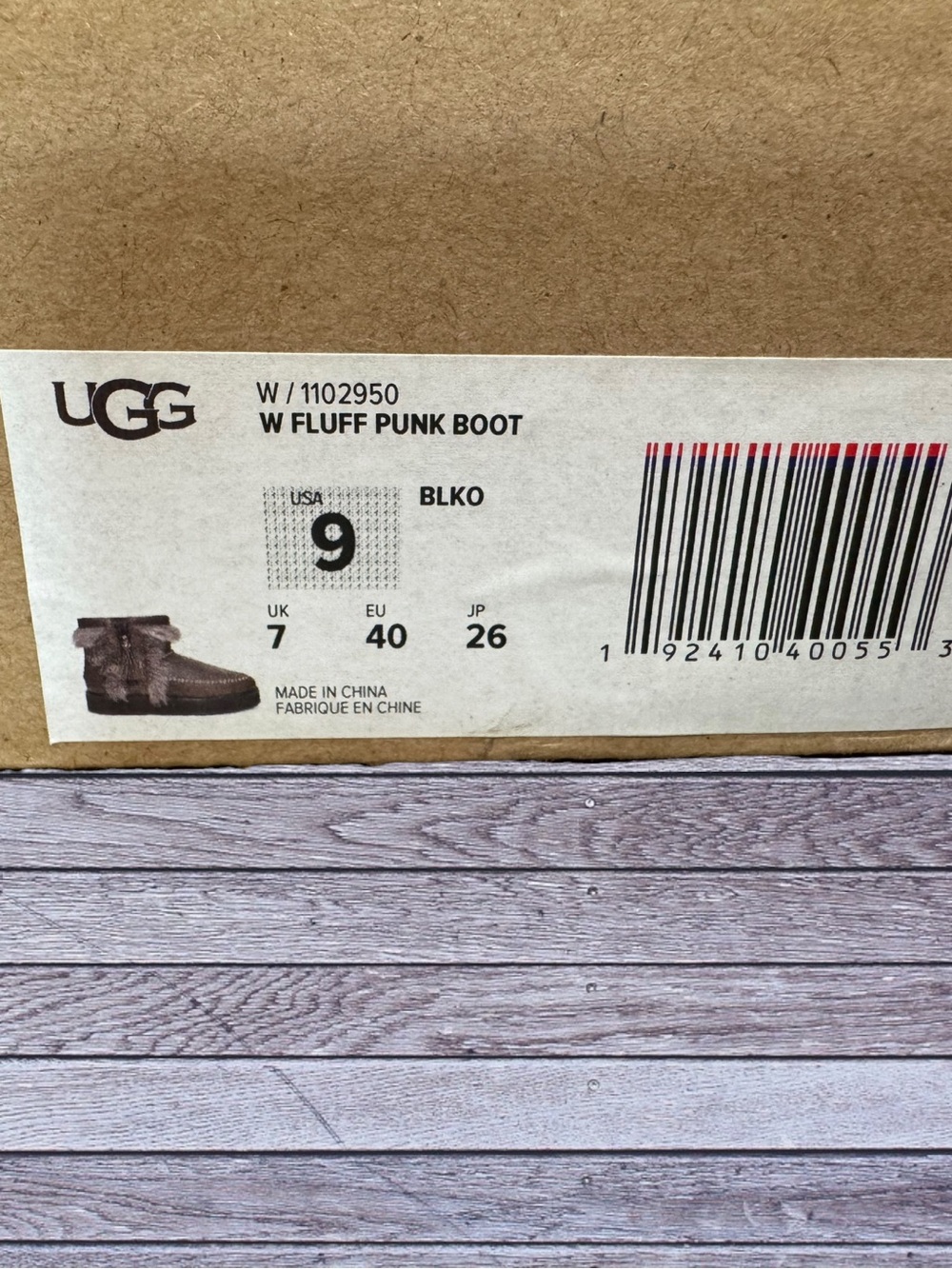 UGG Rare Fluff Punk Grey Leather Sheepskin Shearling Boots Size 9 NIB - Picture 2 of 16